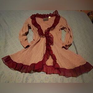 Frilly Ruffled Lined Striped Cardigan